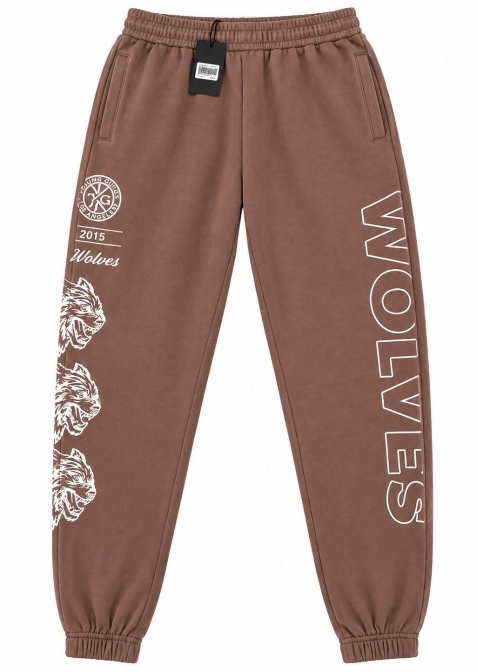 Darc Sport SHE Wolves Sweatpants graphic WOLVES down legs NWT Small dark mauve